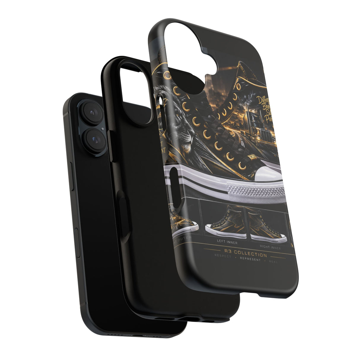 RIGGS 360 Phone Case — Black & Gold Sneaker Graphic Protective Tough Case