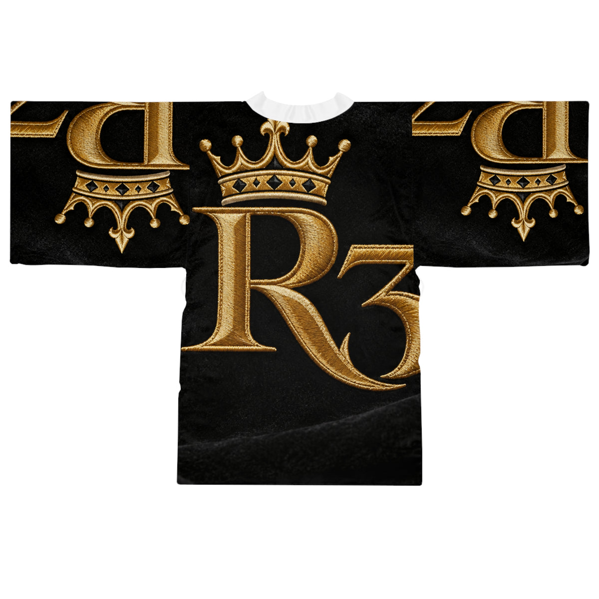 RIGGS 360 Royal Black & Gold Kimono Robe – Crown R3 Luxe Lounge Wear