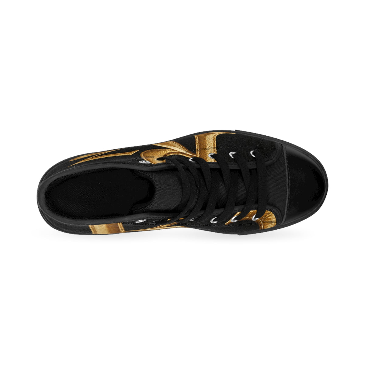 RIGGS 360 Monogram R3 High-Top Sneakers — Black & Gold Lettered Canvas Shoes