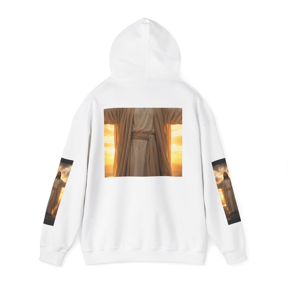 RIGGS 360 Sunset Cloak Hoodie — Serene Draped Robe Graphic Hooded Sweatshirt