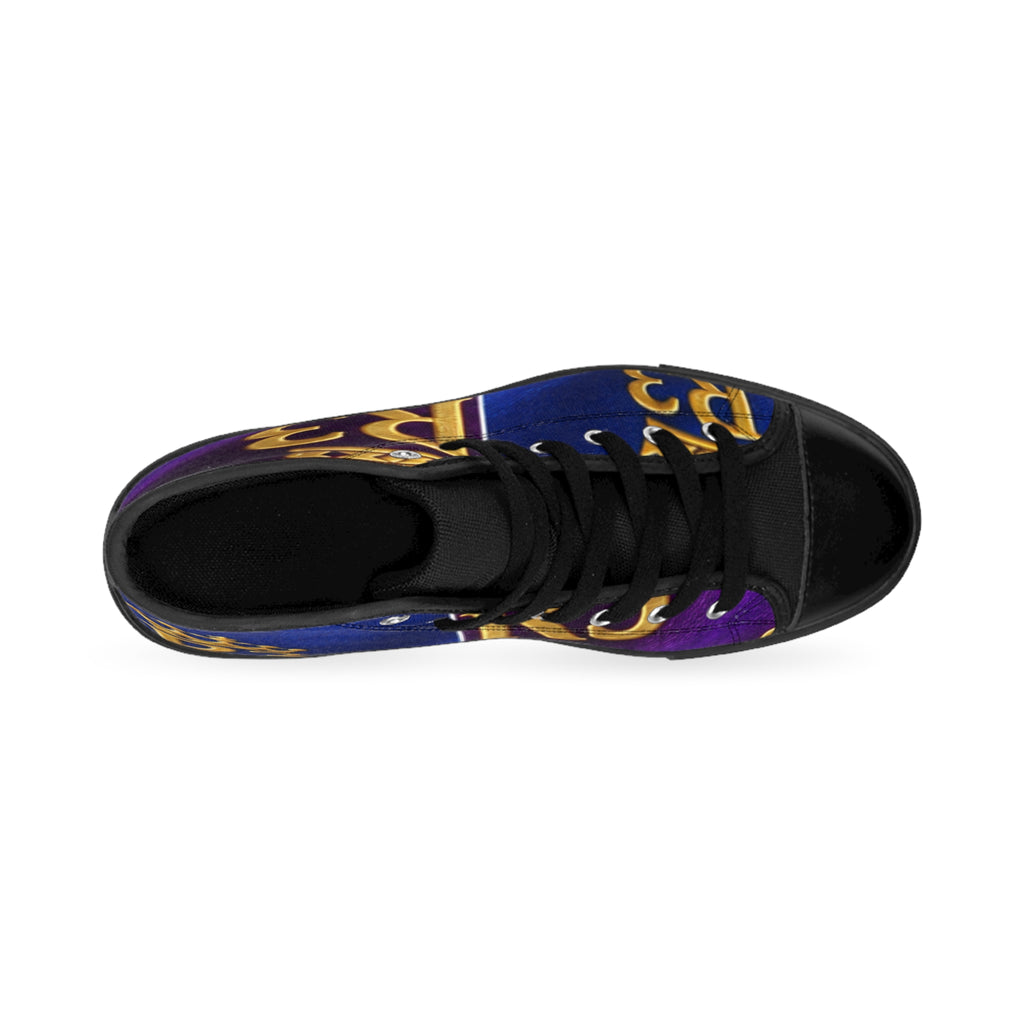 King R3 High-Top Sneakers – Royal Purple & Blue Graphic Shoes